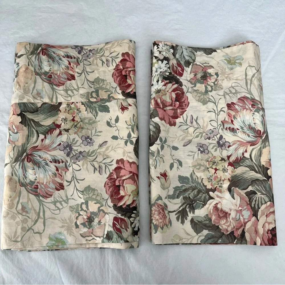 Vintage JC Penny Rose Floral Curtains Valence Set of 2 GrannyCore CottageCore